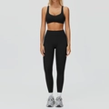 Ensemble de yoga noir pour femme avec brassière à col en U et legging taille haute - S / Haut Et Bas / Noir Premium