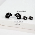 Detailed view of matte black hedgehog earrings with dimensions 1.1cm x 0.7cm and 2g weight - Hedgehog (069) / Black