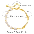 Detailed dimension view of double-layer pearl bracelet with 17cm chain and 6cm extender - KB0136-Baroque Pearl String