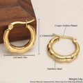 Polished golden stainless steel thick hoop earrings featuring a minimalist 2.1cm design - Round Lace EE11-6