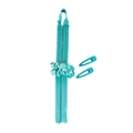 Teal velvet heatless hair curler set with matching scrunchie and plastic hair clips - Set with Clip / Blue
