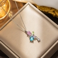 Elegante vlinderketting van titaniumstaal met kleurrijke zirkonia en zilveren ketting - Kleurrijke Vlinder (599) / Zilver