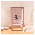 Rosa Holz-Bilderrahmen mit süßer 3D-Hasenfigur und Mini-Holzständer für Kinderfotos - Rosa