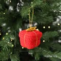 Addobbo natalizio a forma di pacchetto regalo all'uncinetto rosso con fiocco oro, 5cm - Sacchetto Regalo di Filato