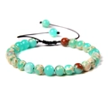 Adjustable handmade beaded bracelet featuring 6mm turquoise and natural jasper stones - 6mm (Stretchable) / Green Shoushan Stone