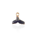 Blue enamel mermaid tail charm with golden metal edges for DIY jewelry making - Fish Tail