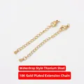Detail of 18K gold plated titanium steel extender chains with lobster clasp and drop charm - Teardrop Style Extension Chain (18K Gold)