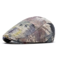Artistic tie-dye flat cap featuring colorful portrait illustrations and cotton texture - Multicolor 3