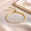 Elegant gold-plated bolo bracelet with rectangular clear zircons and adjustable sliding clasp - Gold Rectangle Zirconia Bolo Bracelet (0191-Silver)