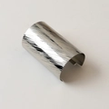 Silver textured lava metal cuff bracelet with industrial brushed finish for women - Long Brushed Silver