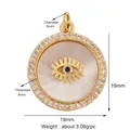 Evil eye lucky charm pendant with white zircon and shell inlay in golden finish - L559403-Gold Lash Shell Eye