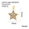 Star-shaped evil eye pendant in gold plated copper with colorful zircon stones - P01435/Star/Evil Eye