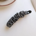 Banana hair clip with black and white abstract spotted fabric for high ponytail - Spotted Stone