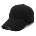 Men's black baseball cap with waffle texture fabric and ear protection for winter - Adjustable / Black