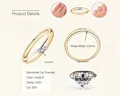 Elegant 925 sterling silver ring with gold plating and emerald cut moissanite stone - Size 5 / Emerald Cut / Gold / 0.2 Carat
