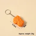 Realistic fried chicken nugget keychain with metal ring, size 5.5cm x 4cm, 26g weight - New Light Color Fried Chicken Nugget (With Keychain)
