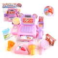 Pink kids toy cash register playset with scanner, food items and realistic sound light - Purple and Pink Cash Register Dessert Set Bagged (333-3K)