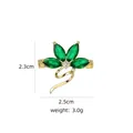 Elegant gold-tone floral brooch with emerald green stones and white cubic zirconia - B752 Green/Flower Ribbon