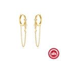 Orecchini a nappa in argento S925 dorato con ciondolo a luna e zirconi brillanti - Argento 925 / Stile Oro Catena Nappa Stella Luna