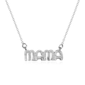 Collier lettre Mama argenté avec finition martelée sur une chaîne délicate - Lettre mama en Argent (x286)