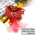 Red heart tulle hair clip with glitter wings and metallic ribbons for Valentines - Heart Red Wing Style