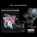 Maat 6 lange amandel soft gel nageltips van PMMA, 50 stuks navulset voor manicure - OMC01-Maat 06 (50 Stuks Enkele Maat Navulling)