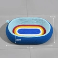 Panier pour chat arc-en-ciel avec griffoir en polaire bleue et balle à ressort - Ciel Étoilé Enfoncé Ovale
