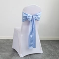 White stretch chair cover with sky blue satin bow tie sash for wedding banquet decor - Sky Blue