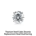 Titanium stalen labret vervangende kop met glanzende 4-klauw ronde zirkonia steen - Titaniumstaal Wit Zirkonium [één] / M09*3mm [alleen Boor]