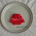 Miniature red knitted doll sweater accessory with white wave pattern, 6.5cm x 9cm size - Red Wave Sweater