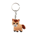Flat acrylic cartoon pony keychain with brown horse pendant and silver metal keyring - Brown Horse