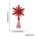 Cime de sapin de Noël flocon rouge scintillant avec base spirale, hauteur de 21cm - Flocon de Neige Multicouche / Rouge