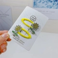 Sparkling yellow sunflower hair clips with colorful crystals on a display card - Sunflower BB Clips (Pair)