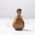 Tiger eye stone essential oil bottle pendant with gold chain necklace for women - Tiger Eye Wide Style