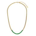 Collier chaîne serpent plaqué or 18 carats avec micro-incrustations de zircons verts - Patchwork de Chaîne de Serpent Ronde / Couture Or Zircone Verte
