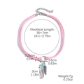 Pink choker with feathers and blue bead, size 36+7cm shown on white background - N2411-30 Pink Feather Choker