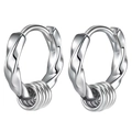 Unisex gedrehte silberne Edelstahl-Creolen mit einzigartigem Drahtwickel-Design - Gedrehter Stil mit 4 Ringen / Silber