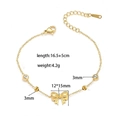 Elegante pulsera con lazo dorado de acero inoxidable y cadena ajustable de 16,5 más 5 cm - Dorado-Lazo Único de Strass(XKB2058)