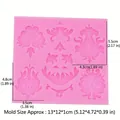 Rosa Silikonform mit Barock-Reliefmustern für Fondant und DIY-Basteln, Größe 13x12x1cm - Nr.1-Rosa