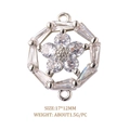 Silver octagonal zircon pendant charm connector for necklaces or bracelets, 17x12mm size - Silver Octagon Micro-Pave (L0661-B)