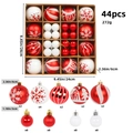 Christmas ball ornament set with 44 pieces of red and white 6cm painted baubles - 616-10 (Red White Tree - 44pcs) / 3+6cm