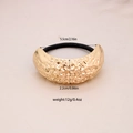 Golden textured alloy bow hair tie with size specifications 5.5cm and weight 12g - #10-Wide Hammered Surface
