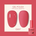 Red G007 gel polish 7.5ml with glossy and matte nail swatches in professional display - Red (007)