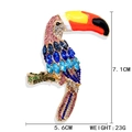 Colorful toucan bird brooch pin in gold finish with sparkling multicolored crystals - Colorful Toucan Brooch with Crystal
