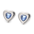Silver stainless steel heart stud earrings featuring vibrant blue crystal stones - Silver Base Blue Gemstone Style (KE55473-Z)