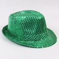 Classic green sequin jazz hat with sparkling round sequins for magic stage performances - Green / 58cm (Adult)