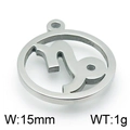 Silver Capricorn zodiac sign round pendant in 15mm stainless steel for DIY jewelry - Steel Capricorn