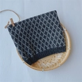 Dark blue-grey knitted kids neck warmer featuring a classic white diamond check pattern - Grey Rhombus