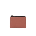 Minimalist dark pink canvas coin purse with zipper closure and durable texture - Coral Pink