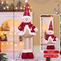 Retractable snowman Christmas doll in red plaid outfit, height adjusts from 45 to 60cm - Medium 60CM Extendable Snowman